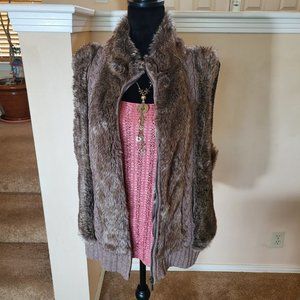 Keren Hart Brown Faux Fur Sleeveless Vest - Size XL